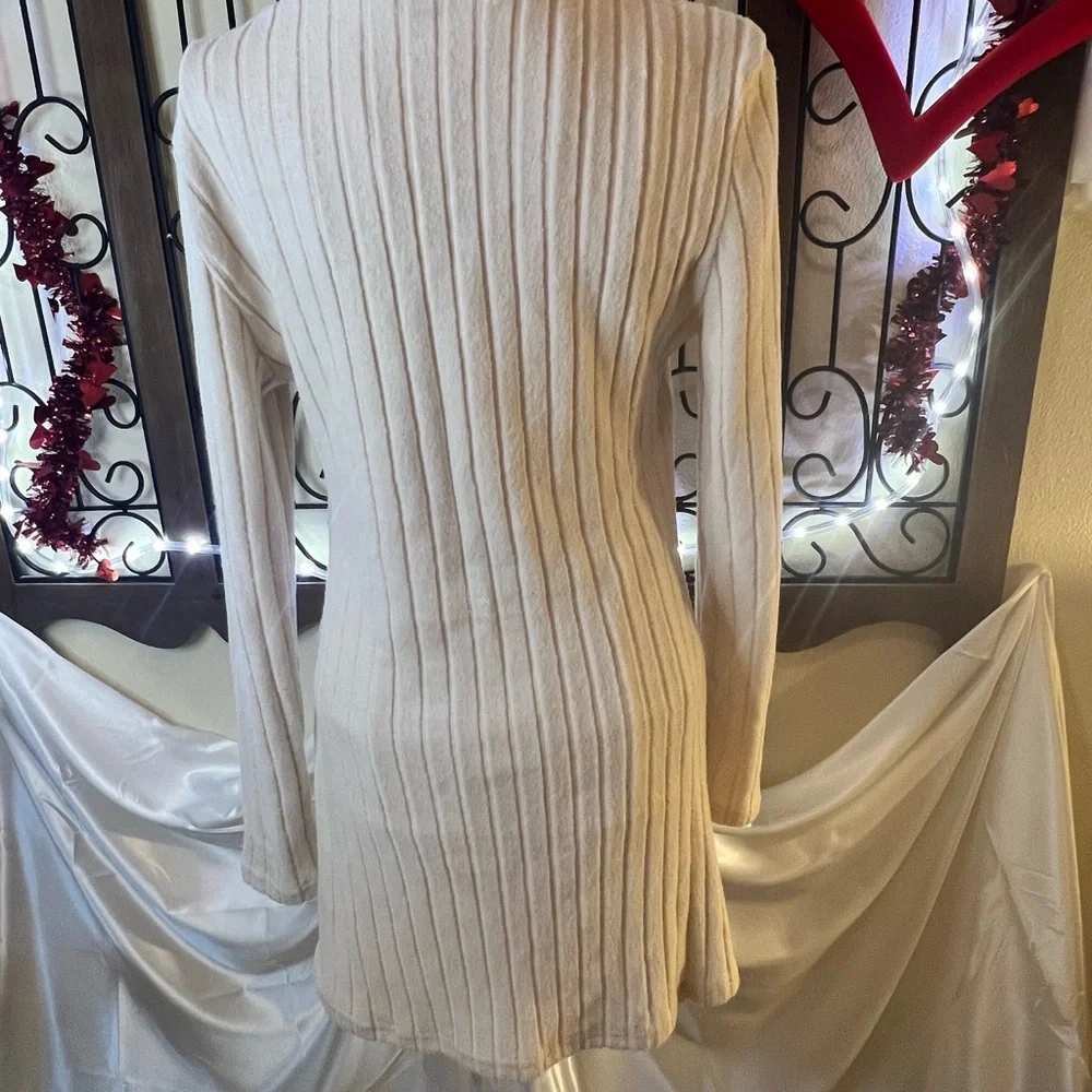 Cream Ribbed Women Top - Picture 5 of 5